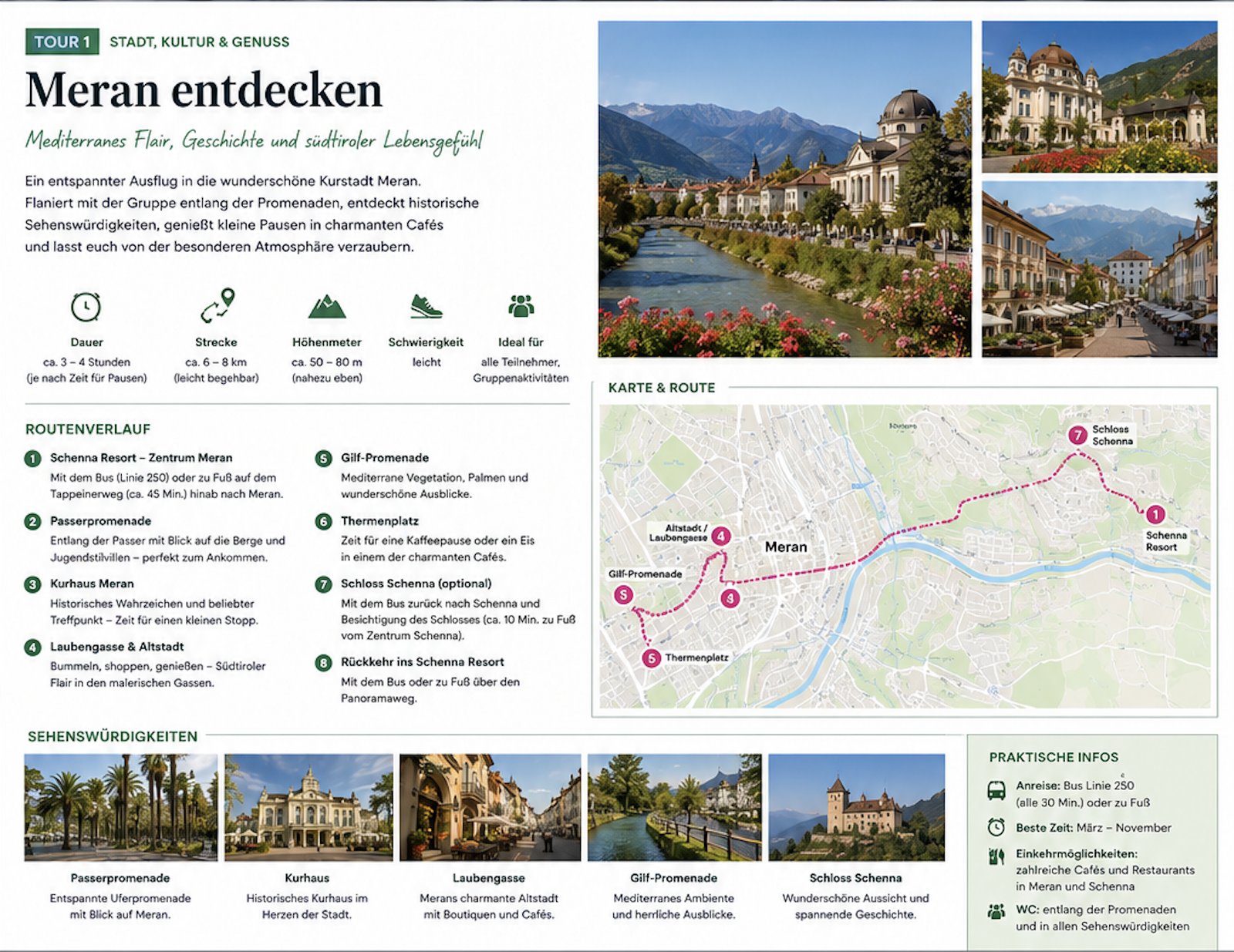 Tour 1 · Meran entdecken — Karte, Routenpunkte und Sehenswürdigkeiten